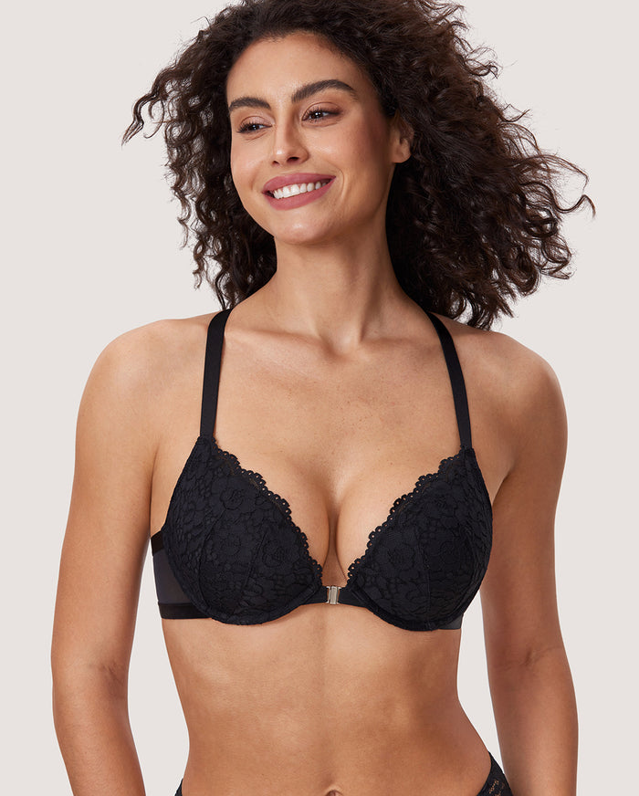 Women's Lacy Racerback Bra Black