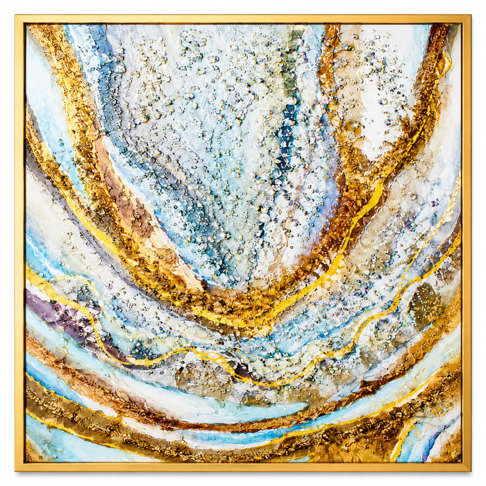 Large Blue Gold Resin Geode Wall Art – Blue, Grey ...