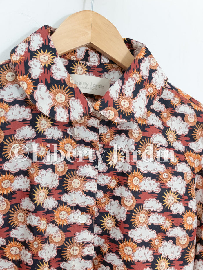 Liberty London Handmade Shirt, Peter Pan Collar Chemise, Button-up Botanical Personalised Blouse, Minimalist Versatile Top, Short Sleeves