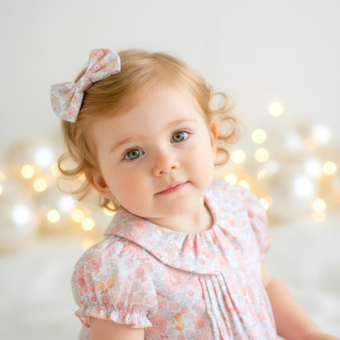 Liberty London Heirloom Children-wear, Pierrot Ruffle Collared Short-Sleeved Bubble Romper, Handmade Sustainable Ethical Clothing