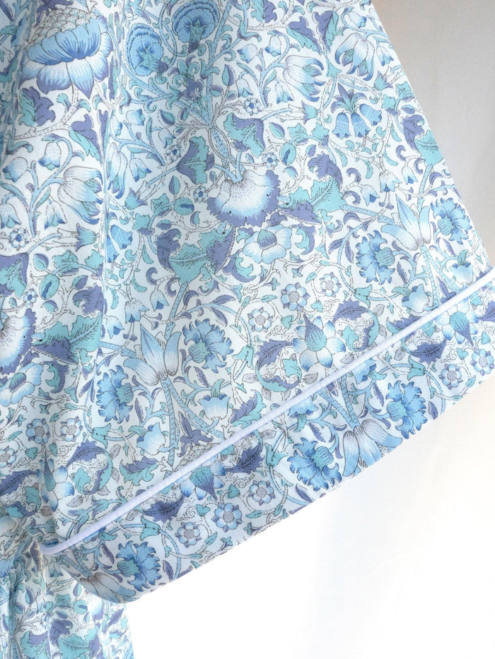 Liberty London Midi Shirt Dress, Kimono Half Sleeves Gown, Handmade Botanical Floral Print Dress