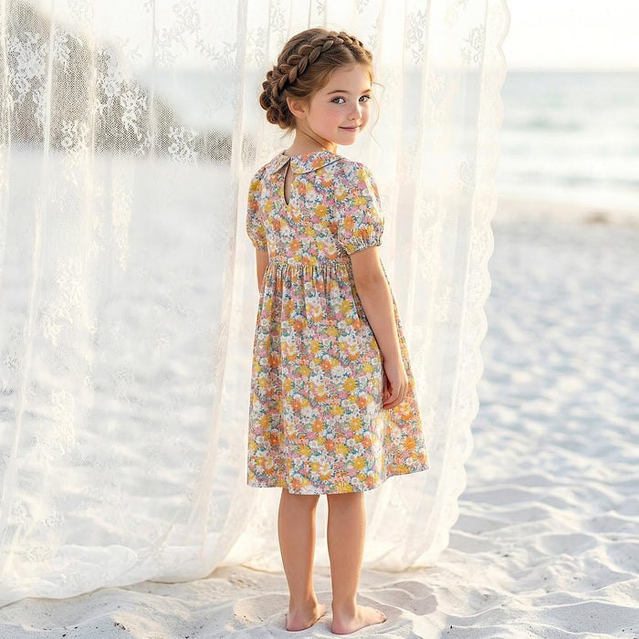 Liberty London Peter Pan Collared Short-sleeved Dress, Handmade Cotton Clothing, Personalised Children-wear, Ethical Clothes