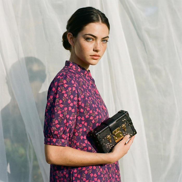 Liberty London Shifted Midi Dress, Handmade Botanical Ethical-wear Clothing, Sustainable Sophisticated Minimalist Slow-fashioned Womenswear