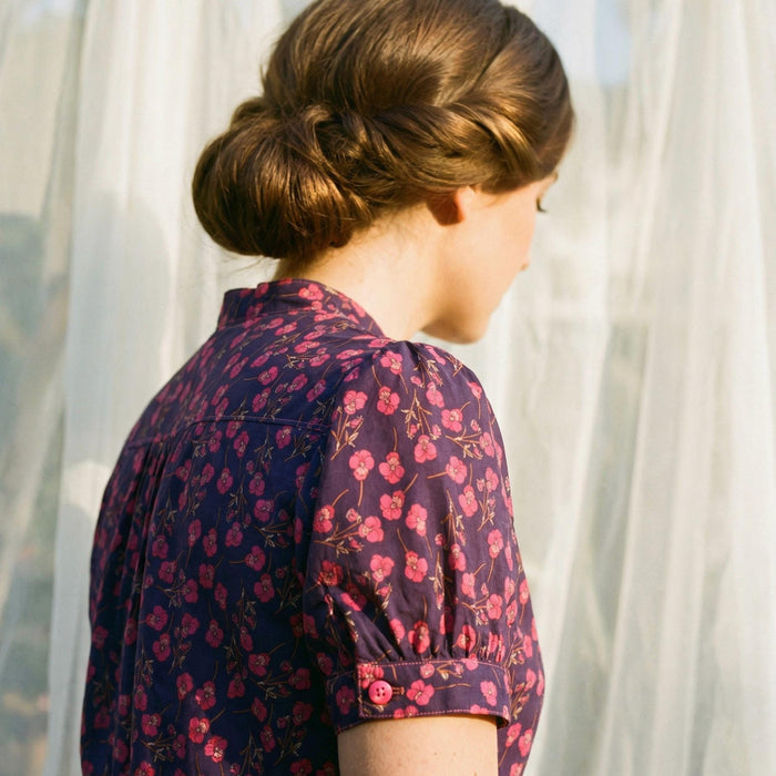 Liberty London Shifted Midi Dress, Handmade Botanical Ethical-wear Clothing, Sustainable Sophisticated Minimalist Slow-fashioned Womenswear