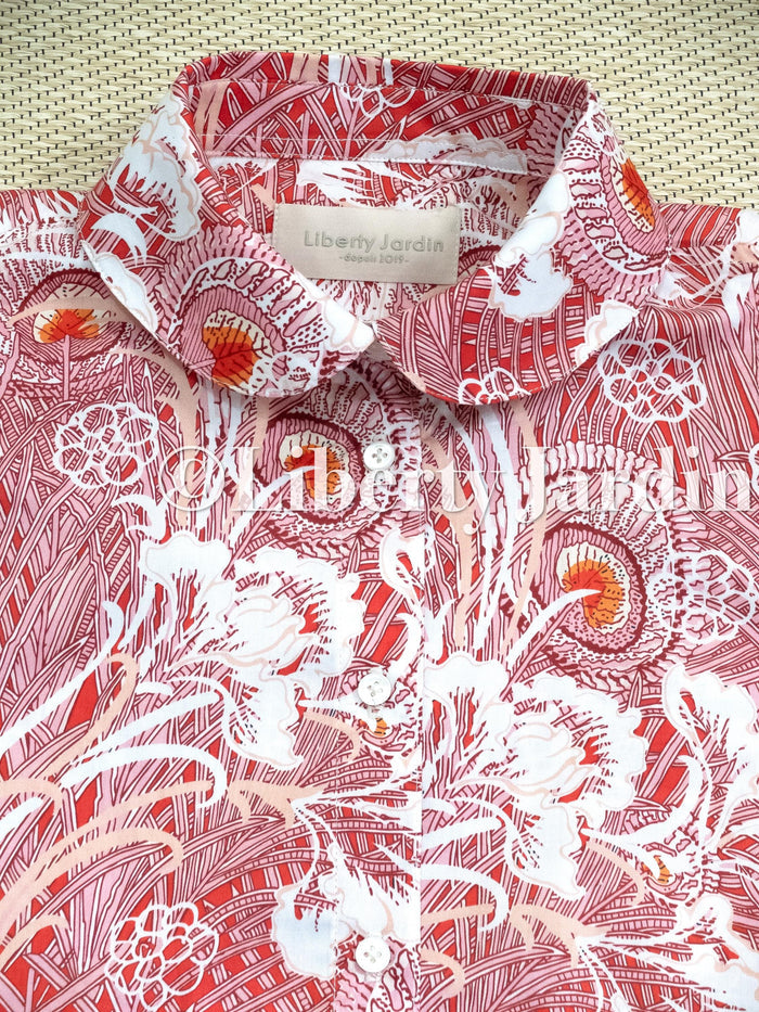 Liberty London Sleeveless Peter Pan Collar Blouse, Button-up Tailoring Botanical Shirt, Personalised Customised Top