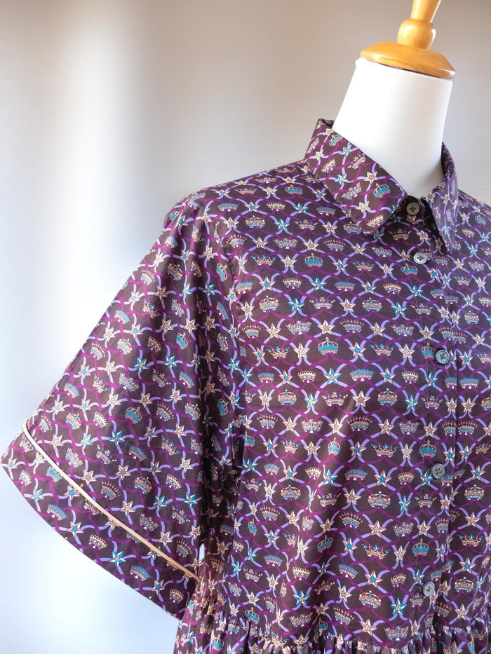 Liberty Print Gallery Midi Shirt Dress: Kimono Half Sleeves, Ditsy Floral Dress, Button Through