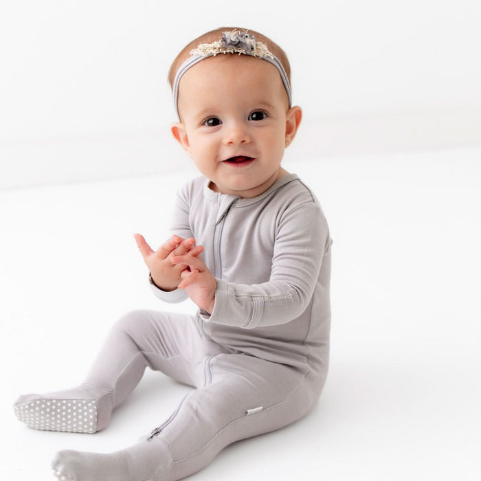 Light Gray Zippered Footie