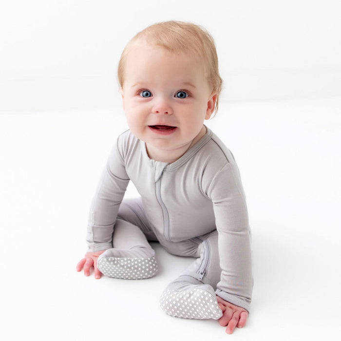 Light Gray Zippered Footie