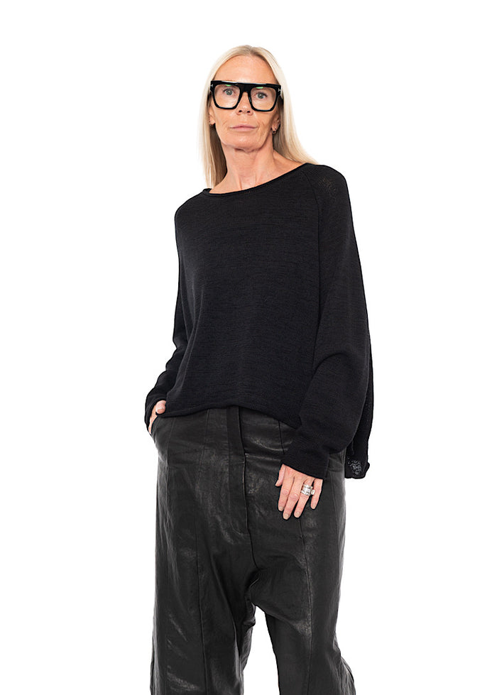 LINEN-BLEND KNITTED PULLOVER