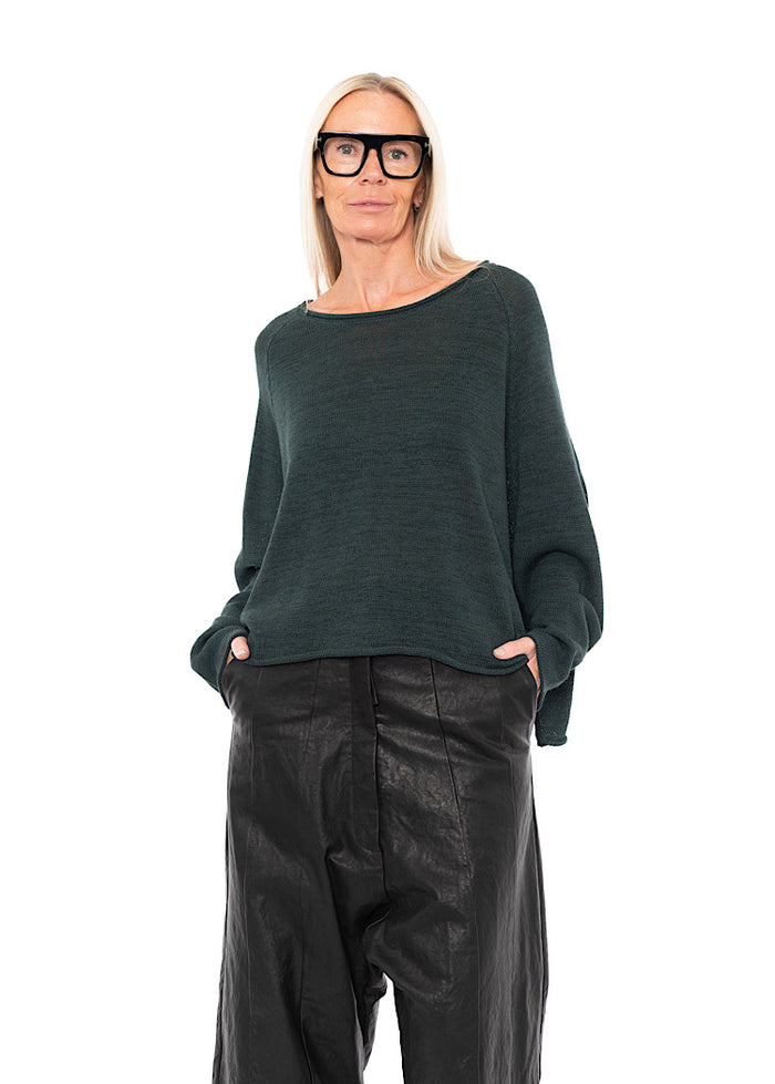 LINEN-BLEND KNITTED PULLOVER