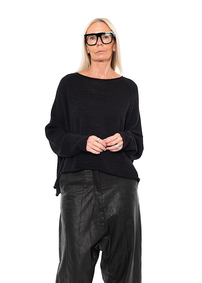 LINEN-BLEND KNITTED PULLOVER