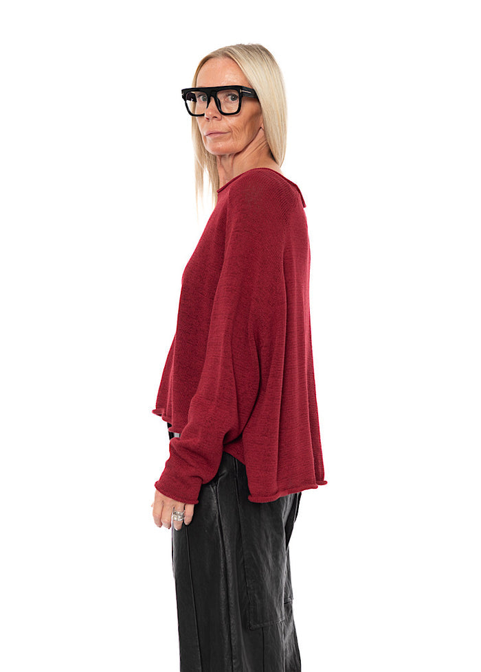 LINEN-BLEND KNITTED PULLOVER
