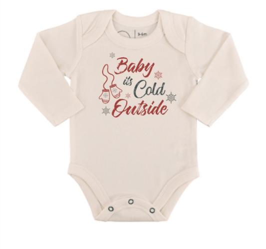 Baby long sleeve graphic bodysuit | baby its cold outside finn + emma