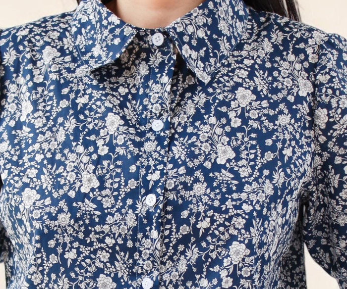 Long Sleeve Liberty London Midi Shirt Dress: Botanical Ditsy Floral Print