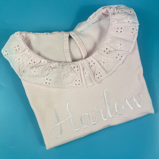 long sleeve top with frill neck