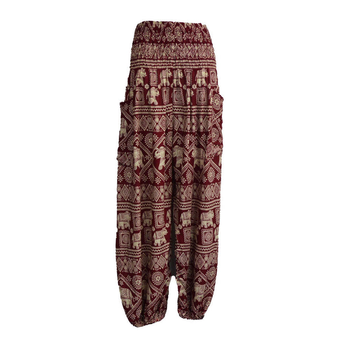 Loose Elephant Pants with Pockets, red
