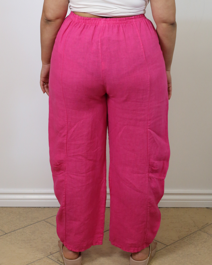 Loose-fitting linen pants Fuchia - Marie la Lune