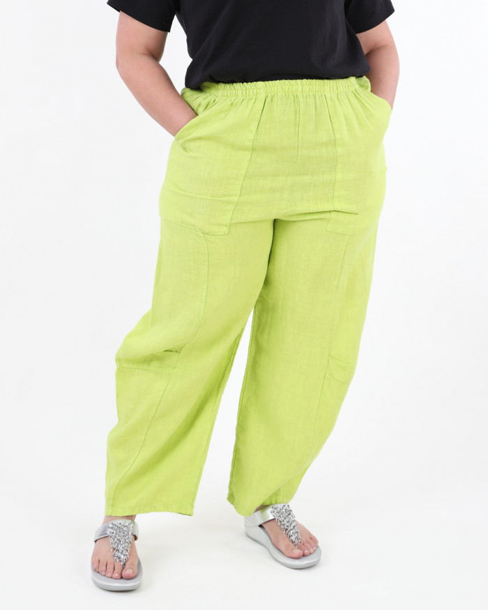 Loose-fitting linen pants Light Green - Marie la Lune