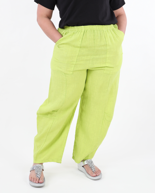 Loose-fitting linen pants Light Green - Marie la Lune