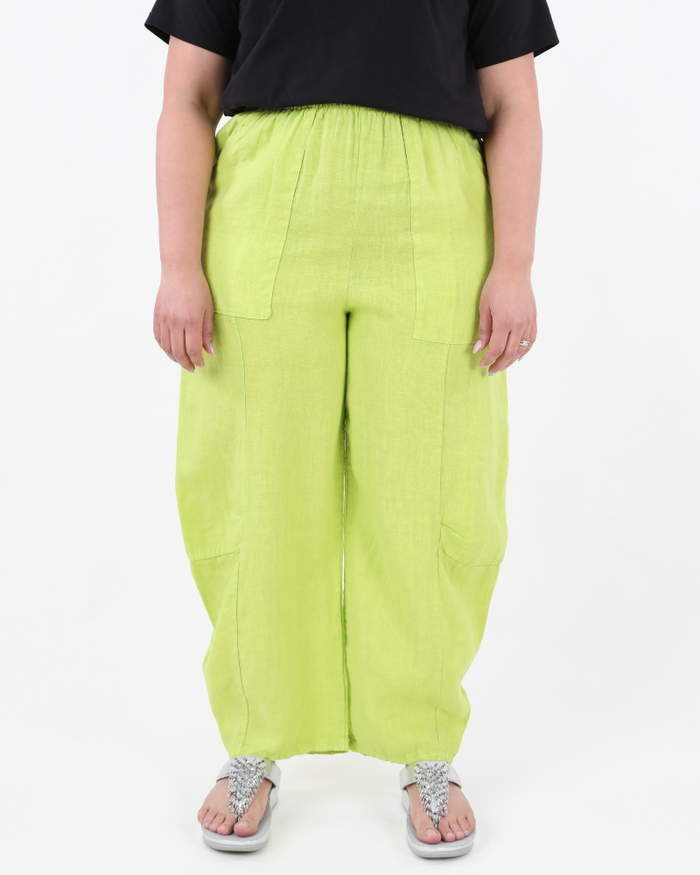 Loose-fitting linen pants Light Green - Marie la Lune