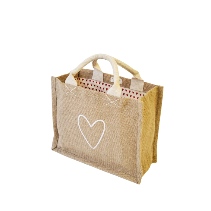 Love Jute Canvas Gift Bag in Small