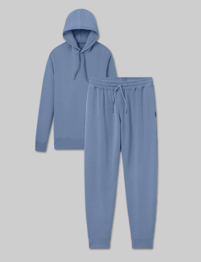 Luxe Traveler Knit Hoodie & Jogger Set::Vintage Indigo
