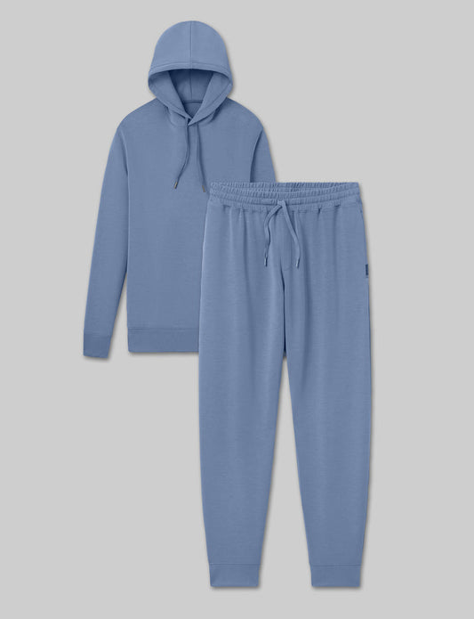 Luxe Traveler Knit Hoodie & Jogger Set::Vintage Indigo