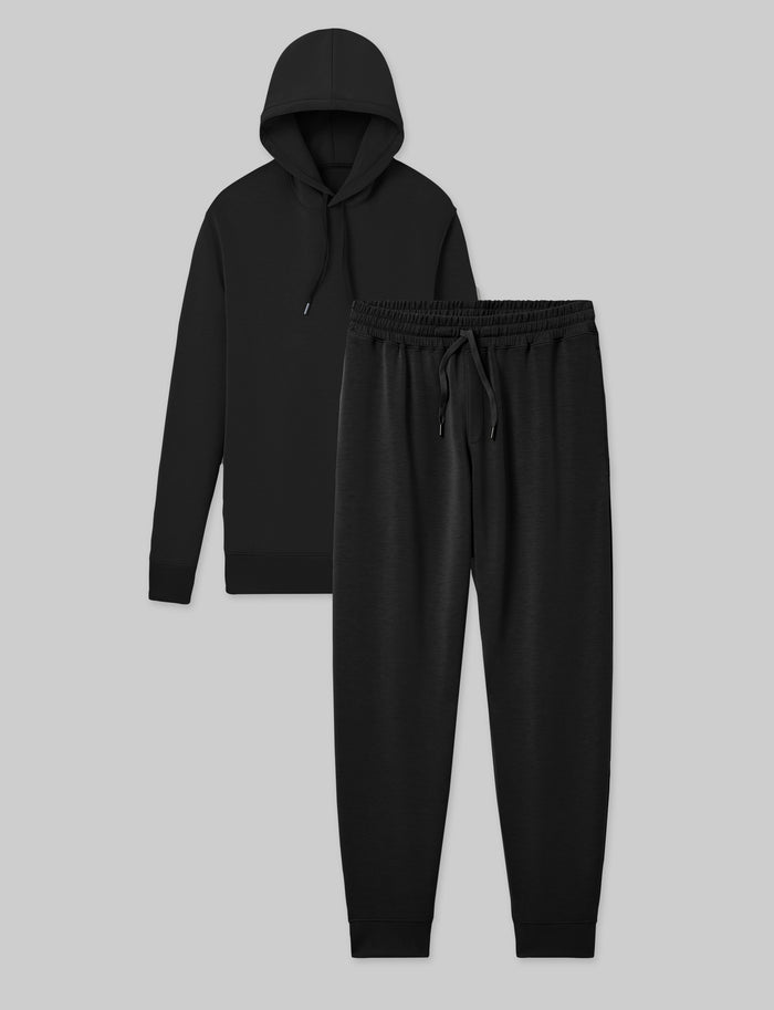 Luxe Traveler Knit Hoodie & Jogger Set::Black