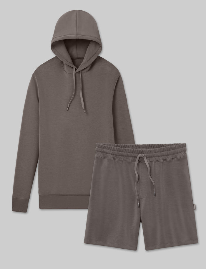 Luxe Traveler Knit Hoodie & Short Set::Falcon