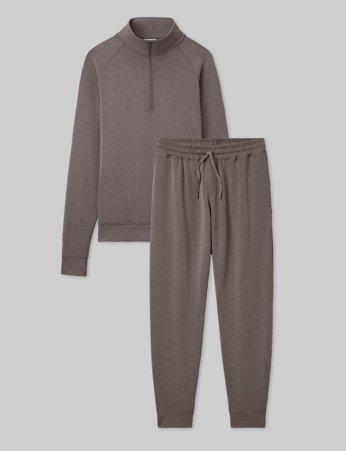 Luxe Traveler Knit Quarter Zip & Jogger Set::Falcon