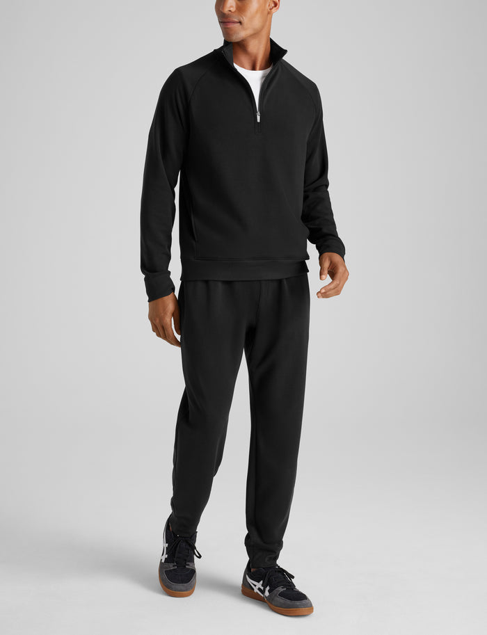 Luxe Traveler Knit Quarter Zip & Jogger Set::Black