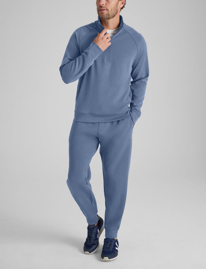 Luxe Traveler Knit Quarter Zip & Jogger Set::Vintage Indigo