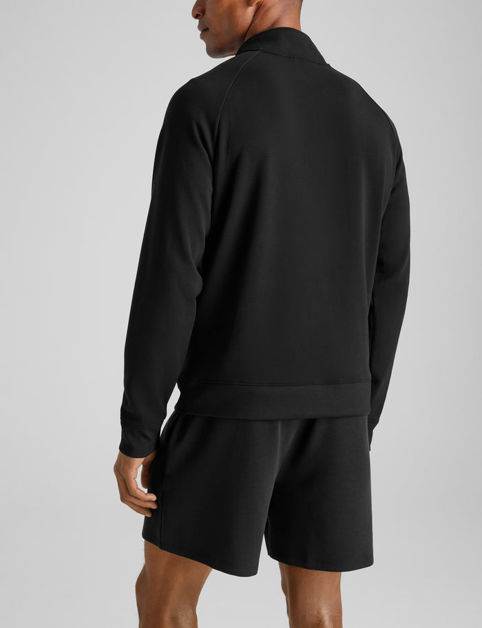 Luxe Traveler Knit Quarter Zip & Short Set::Black