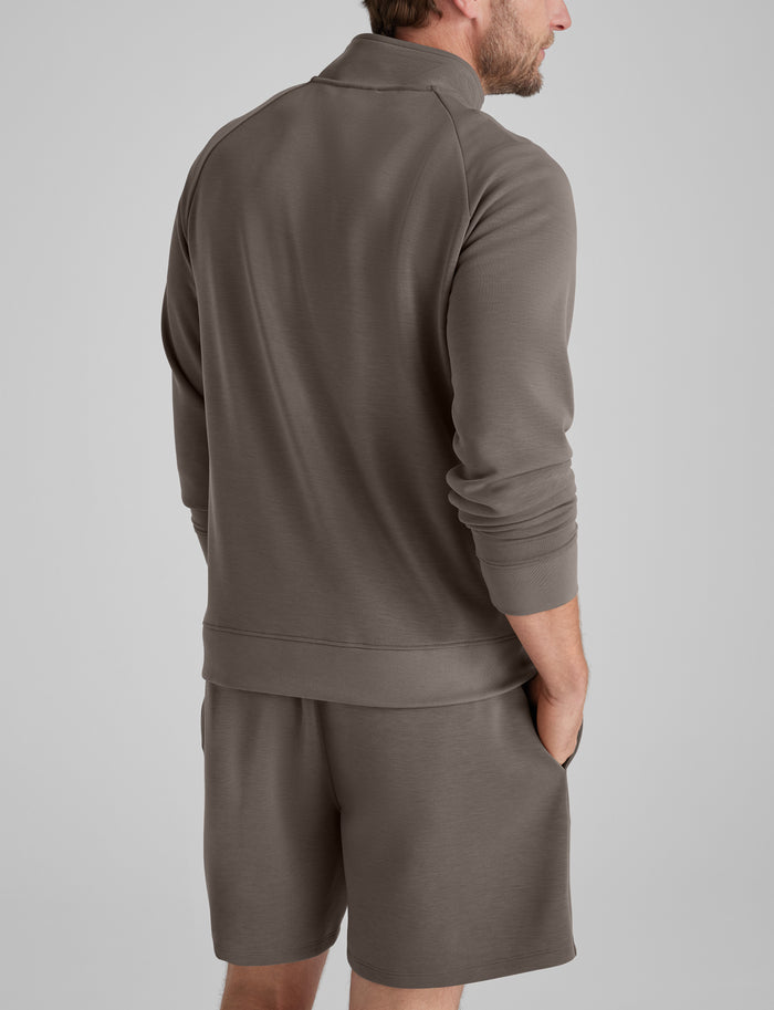 Luxe Traveler Knit Quarter Zip & Short Set::Falcon