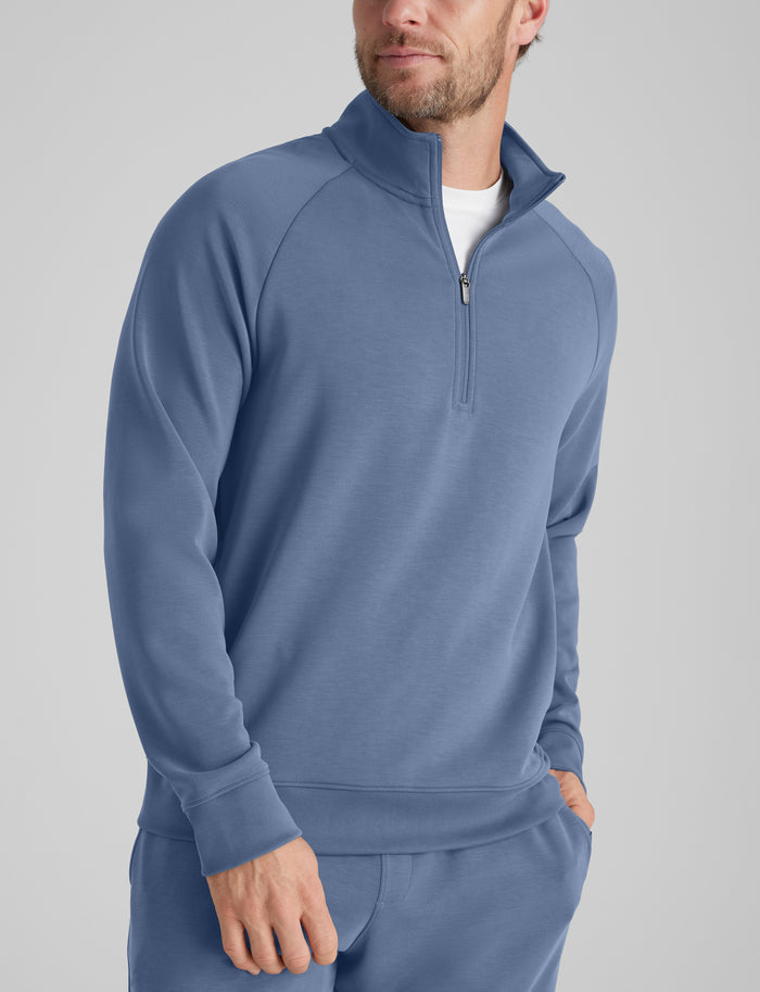 Luxe Traveler Knit Quarter Zip::Vintage Indigo