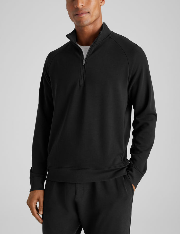 Luxe Traveler Knit Quarter Zip::Black
