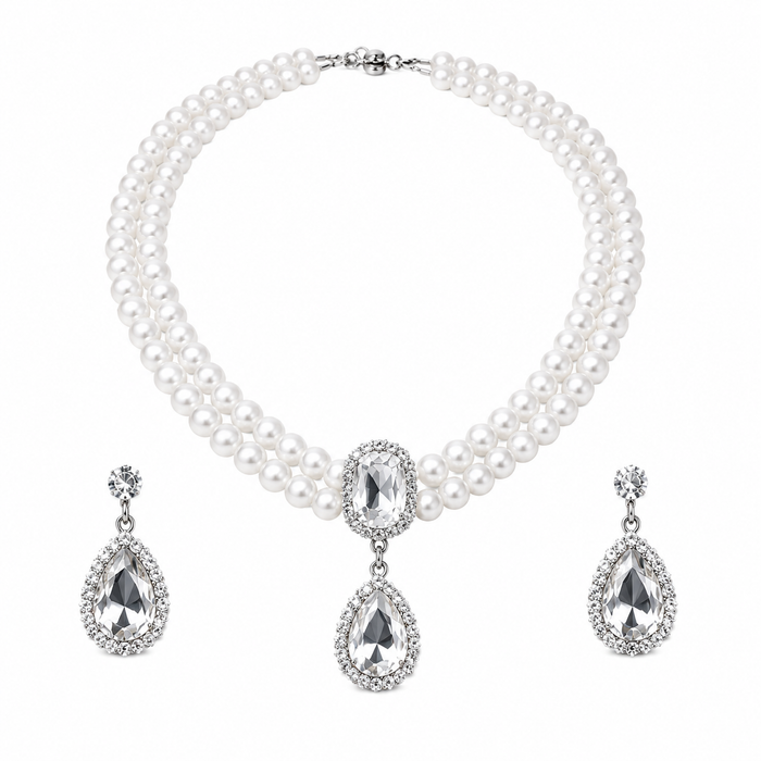 Luxury Pearl Necklace &amp; Earrings Set