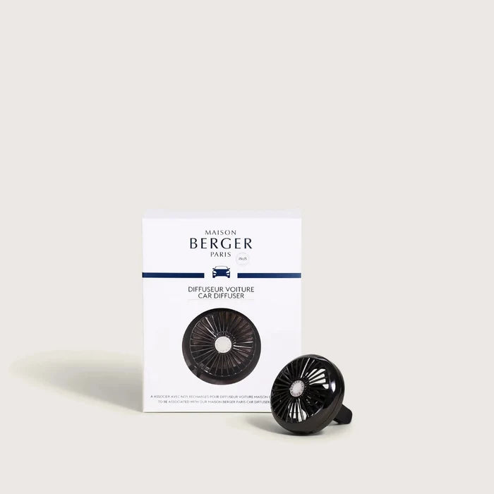 Car diffuser with packaging featuring Maison Berger Paris branding on a light gray background