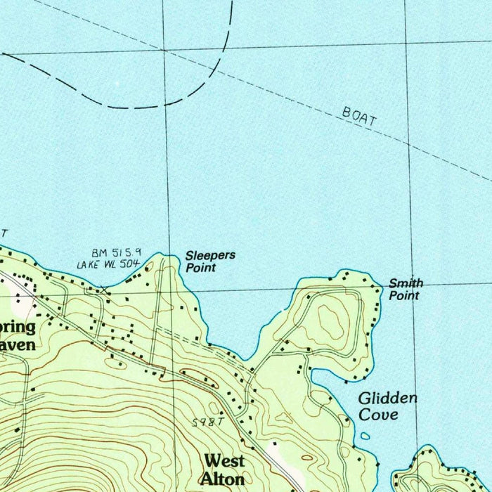 Map of Lake Winnipesaukee, New Hampshire by USGS, 1987 – West Alton, Gilford & Wolfeboro