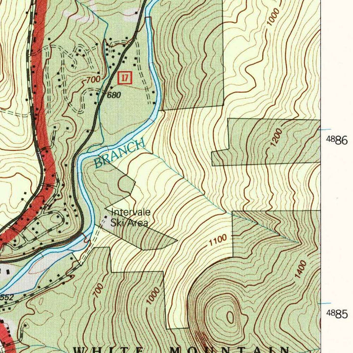 Map of North Conway, New Hampshire by USGS, 1995 – White Mountain National Forest & Saco River