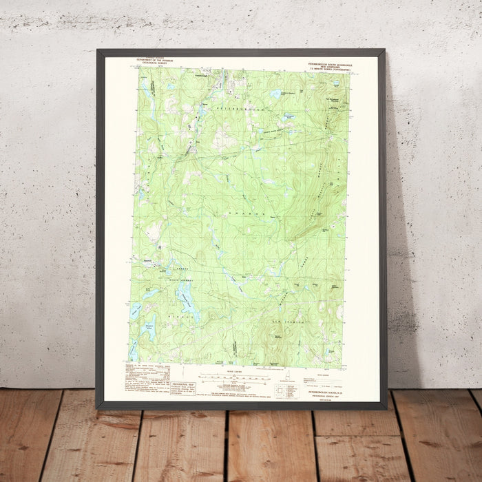 Map of Peterborough, New Hampshire by USGS, 1987 – Mount Monadnock & Nubanusit Lake