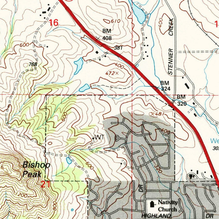 Map of San Luis Obispo, California by USGS, 1995 – Los Padres National Forest, Cerro San Luis & Cal Poly