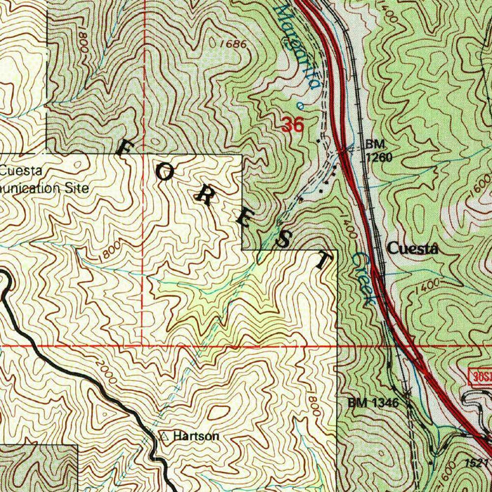 Map of San Luis Obispo, California by USGS, 1995 – Los Padres National Forest, Cerro San Luis & Cal Poly