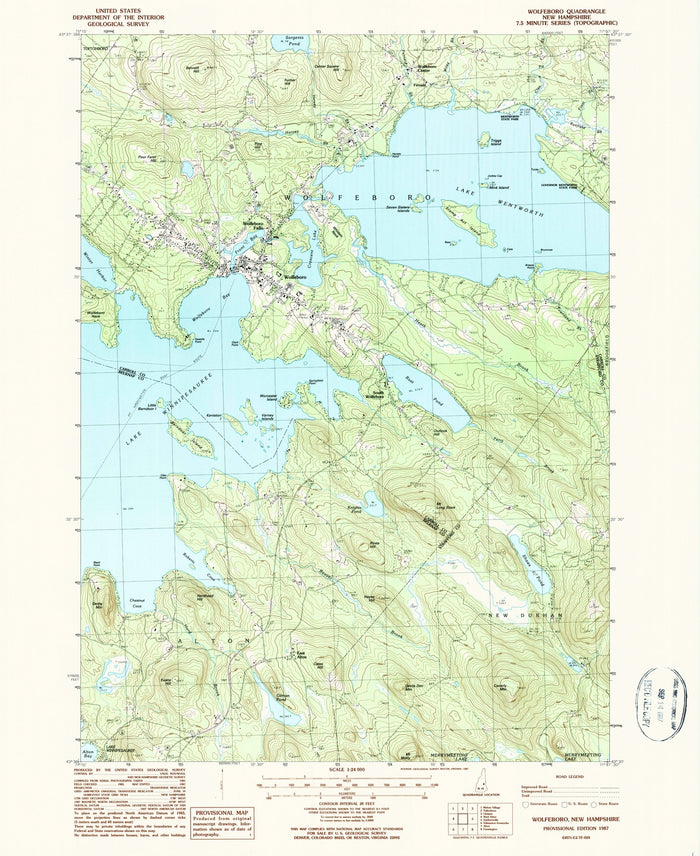 Map of Wolfeboro, New Hampshire by USGS, 1987 – Lake Wentworth, Tuftonboro & Crescent Lake