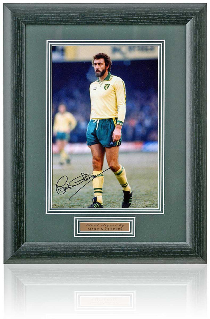 Martin Chivers Norwich City Legend Hand Signed Photograph 15x19" Framed
