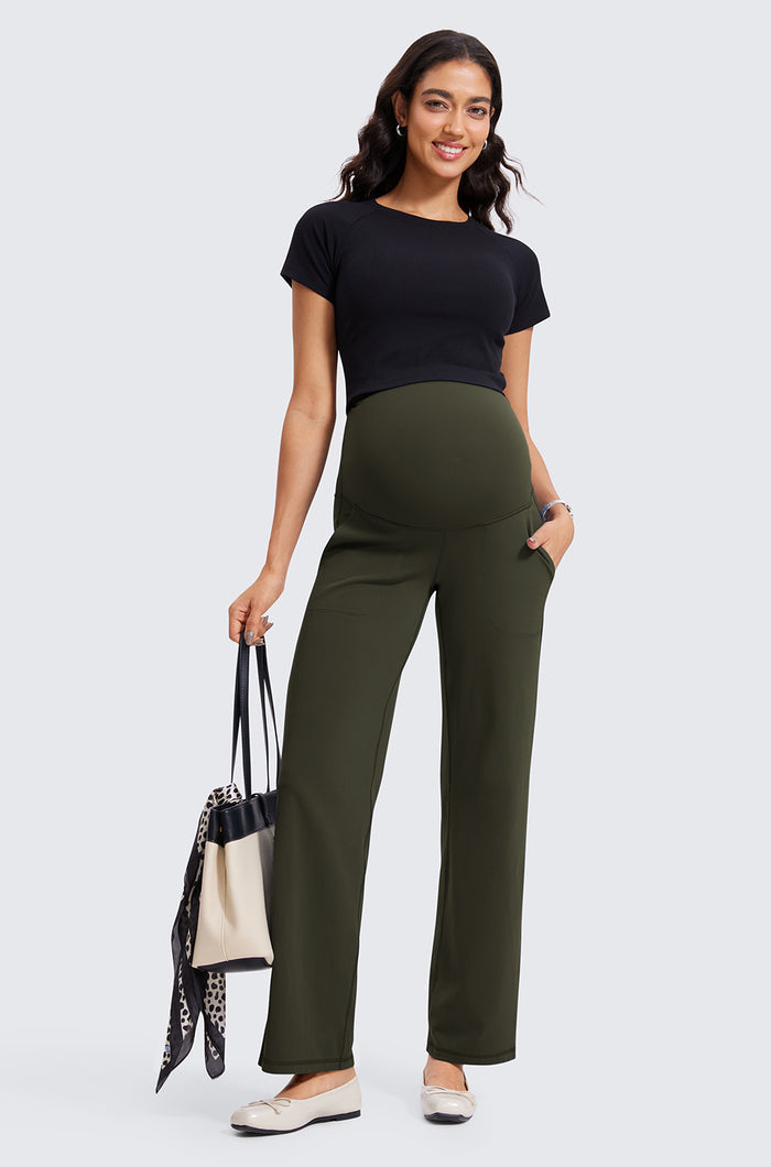 Maternity Wide Leg Pants with Pockets 31.5"