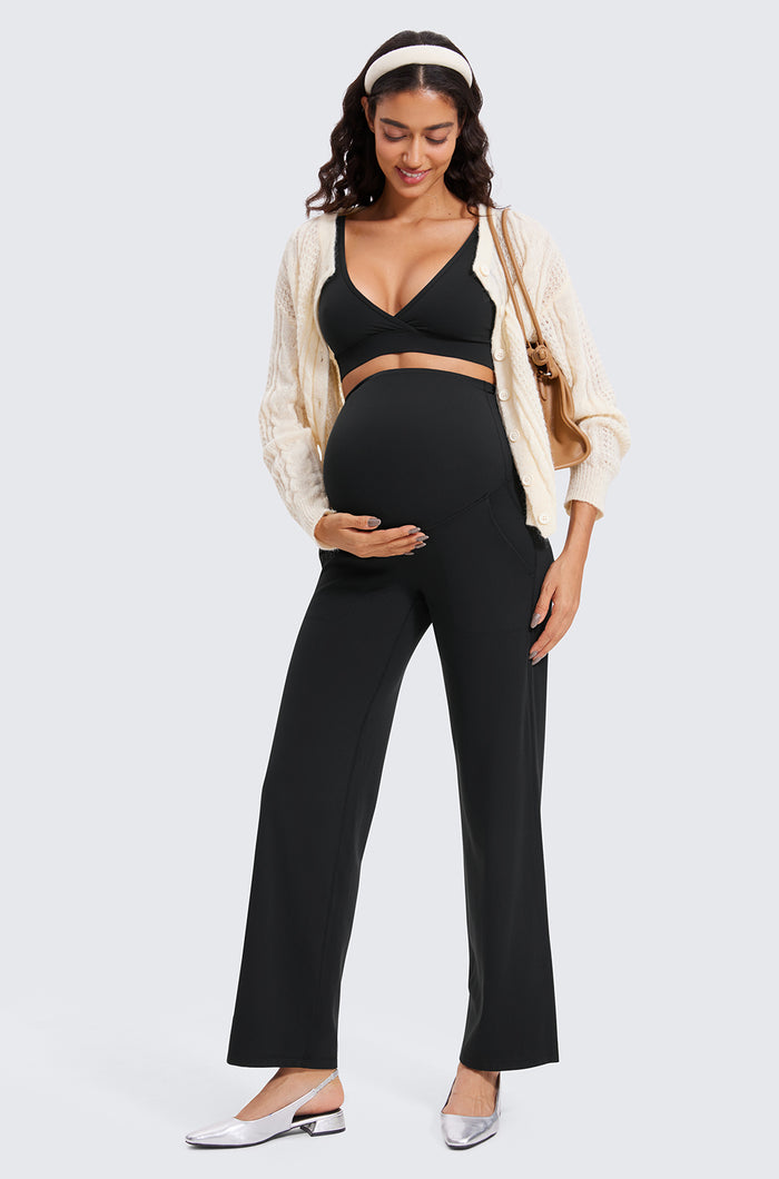Maternity Wide Leg Pants with Pockets 31.5"