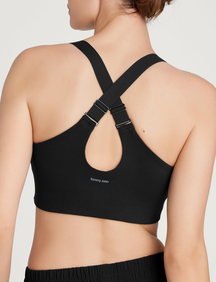 Medium Impact Adjustable Sports Bra::Black