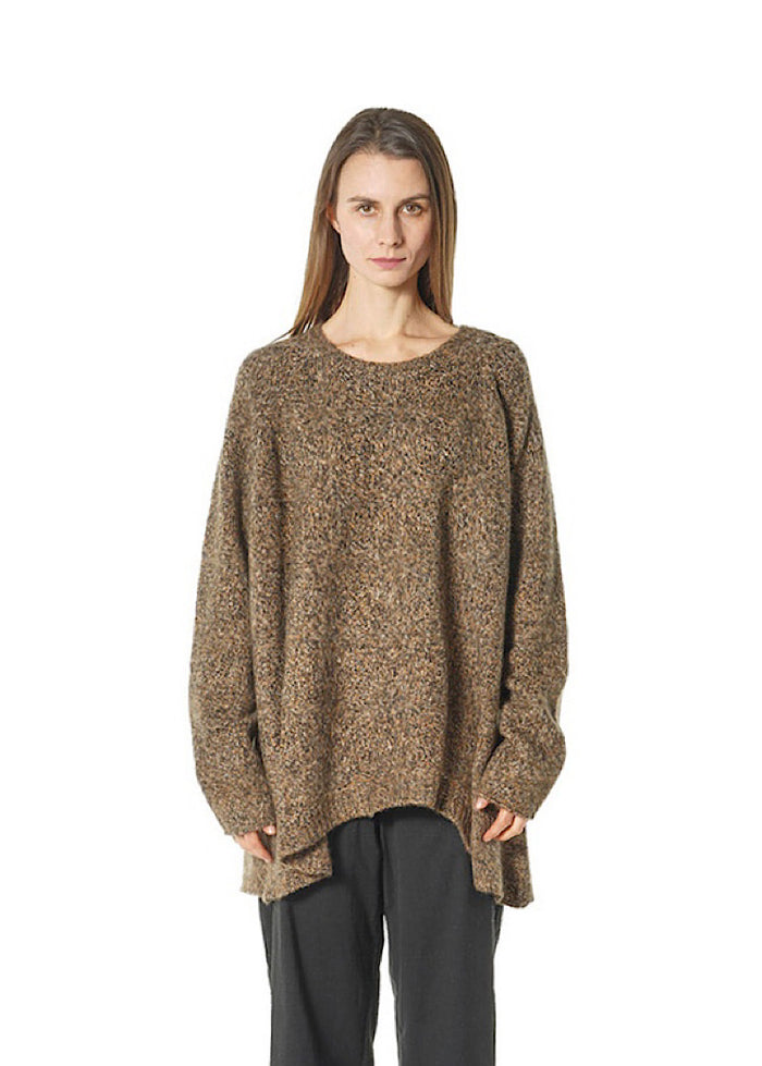 MÉLANGE KNIT ASYMMETRIC PULLOVER *LAVA MELANGE* (Shown in BRONZE MELANGE)