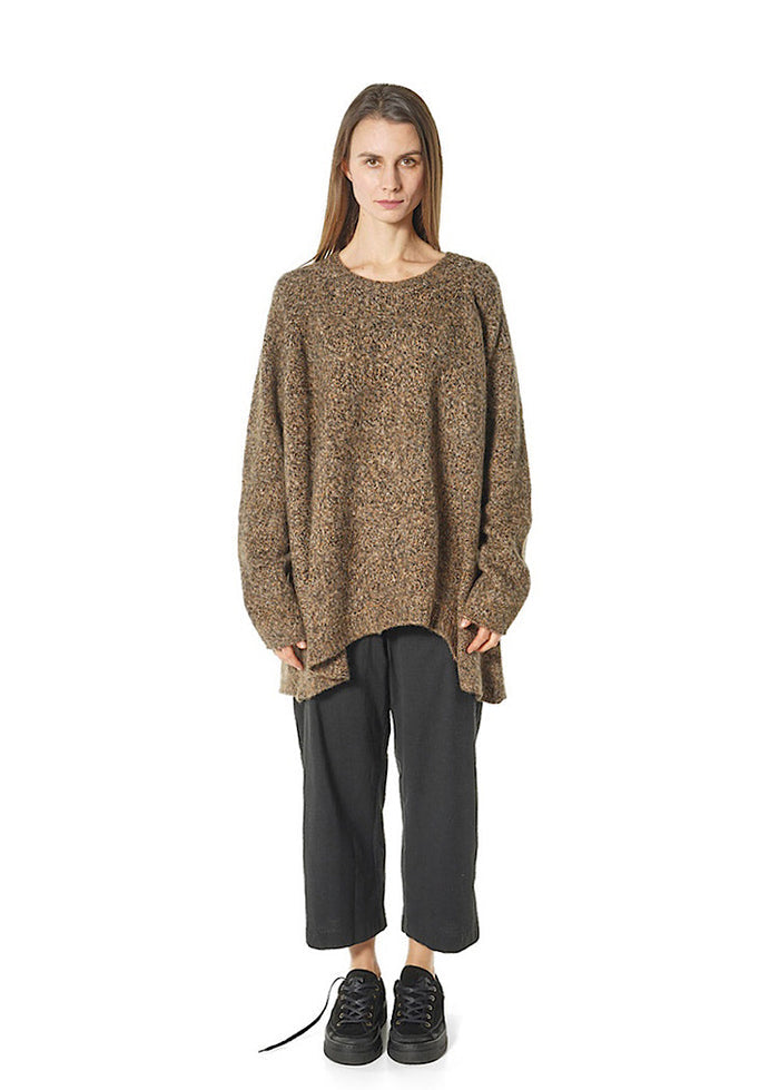 MÉLANGE KNIT ASYMMETRIC PULLOVER *LAVA MELANGE* (Shown in BRONZE MELANGE)